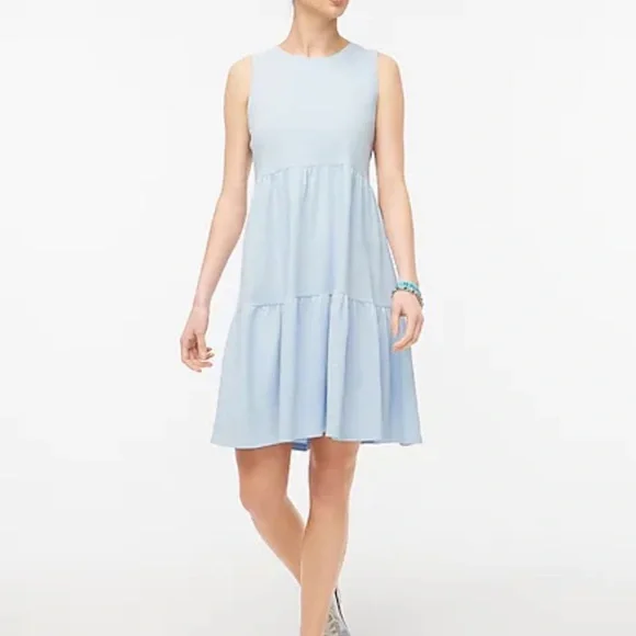 J.Crew arctic blue sleeveless knit tiered mini dress - Picture 2 of 8